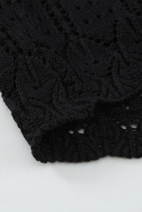 Crochet Lace Pointelle Knit Sweater